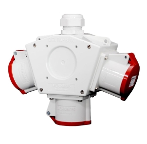 TOMA TRIPLE AEREO  (PULPO) 32AMP 3P+T 415V ROJO 6H IP44 (DELTA BOX)