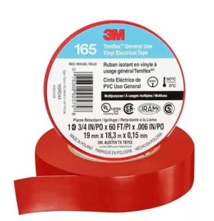 CINTA AISLANTE TEMFLEX 165 VINILO 3/4"X 18MTS ROJO